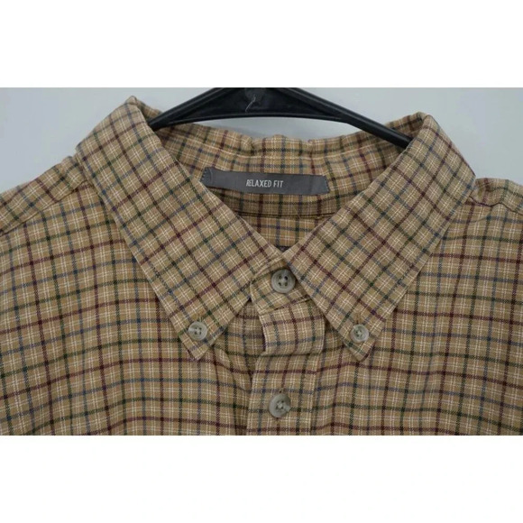 Eddie Bauer Men Button Up Shirt Medium M Plaid Blue Brown Long Sleeve Cotton - Picture 3 of 10